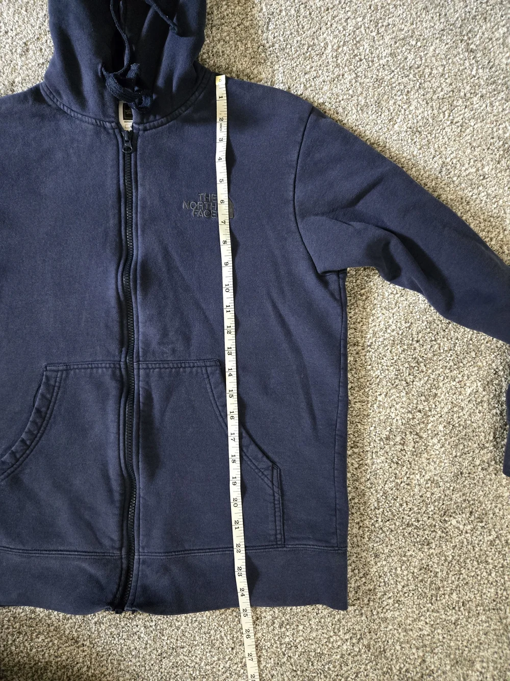 The North Face Men's Blue Full Zip Hoodie Pockets Logo M